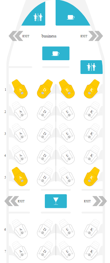 Avianca 787-8 business class seat map