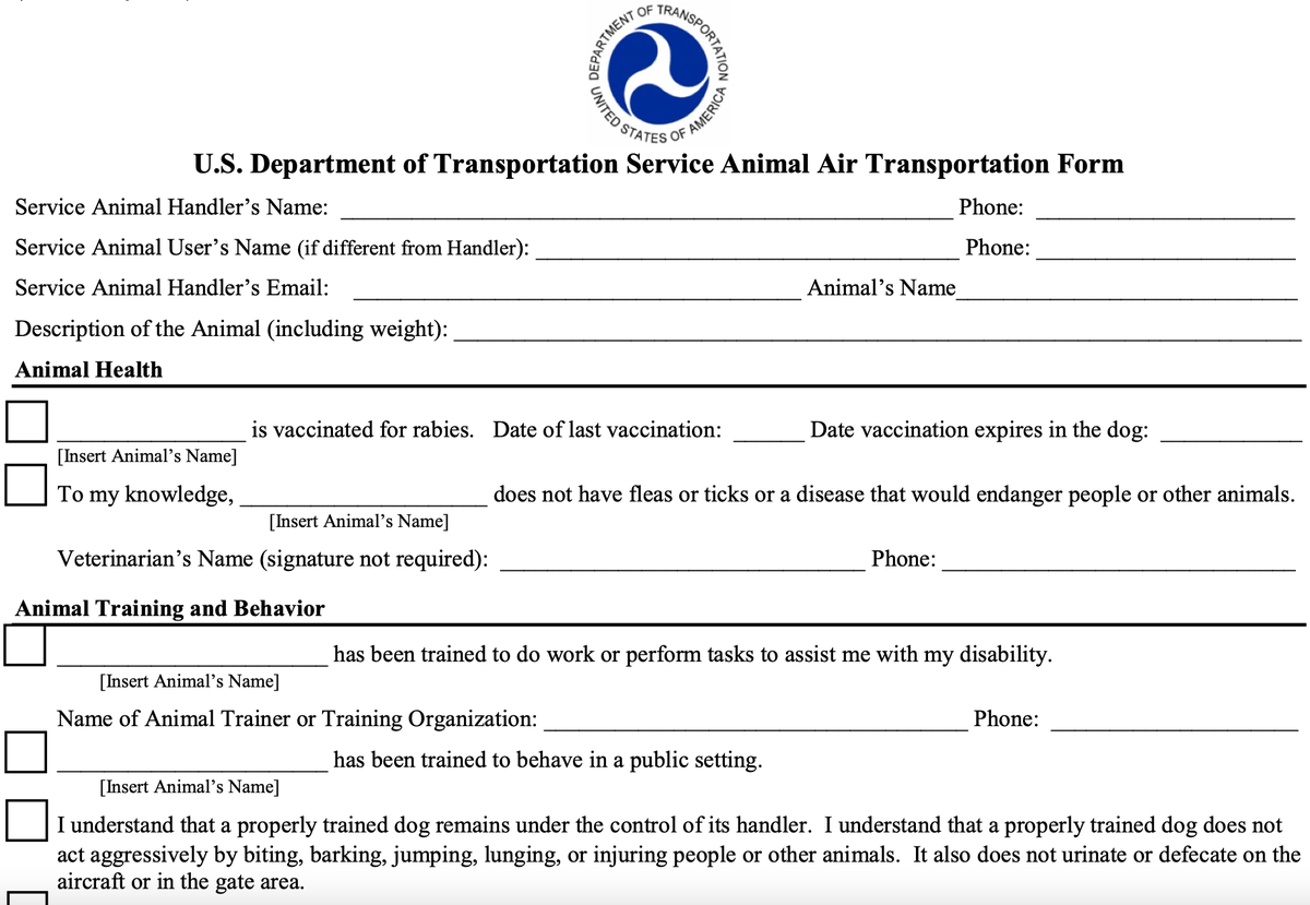 DOT Transport Form