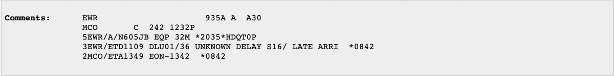ExpertFlyer flight status search results additional comments